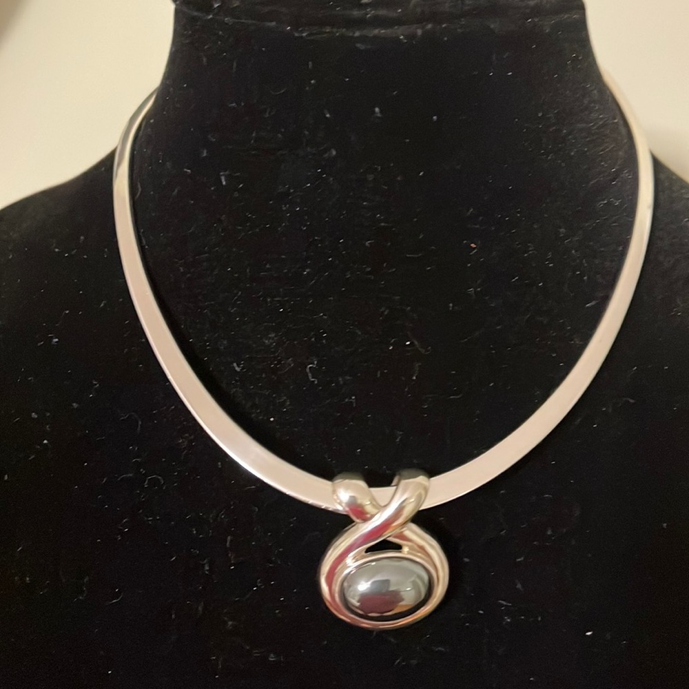 Hematite -sterling silver necklace